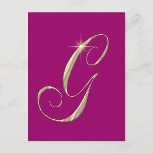 Gold Monogram Letter G Initials Postkarte (Vorderseite)