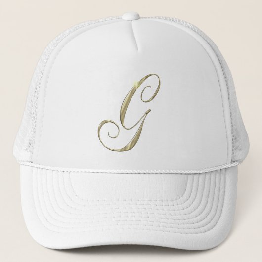 Gold Monogram Letter G Initials Truckerkappe (Vorderseite)