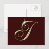 Gold Monogram Letter I initialisiert Postkarte (Vorne/Hinten)