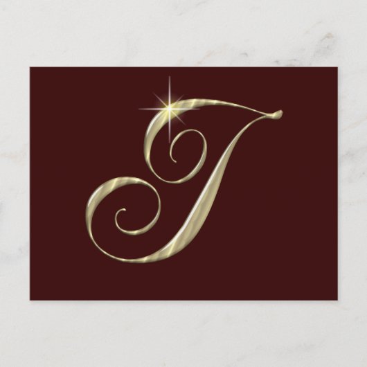 Gold Monogram Letter I initialisiert Postkarte (Vorderseite)