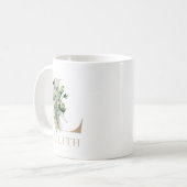 Gold Monogram Letter L Floral Kaffeetasse (Vorderseite Links)