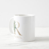 Gold Monogram Letter R Floral Kaffeetasse (Vorderseite Links)