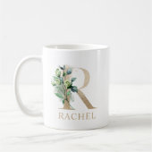 Gold Monogram Letter R Floral Kaffeetasse (Links)