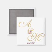 Gold MONOGRAM Letter WEDING PERSONALISIERT Magnet (Vorderseite/Rückseite)