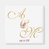 Gold MONOGRAM Letter WEDING PERSONALISIERT Magnet (Vorne)