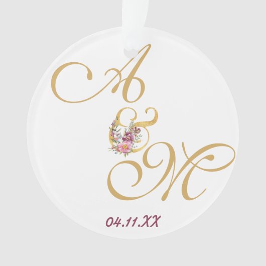 Gold MONOGRAM Letter WEDING PERSONALISIERT Ornament (Vorderseite)