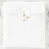 Gold MONOGRAM Letter WEDING PERSONALISIERT Runder Aufkleber (Tasche)