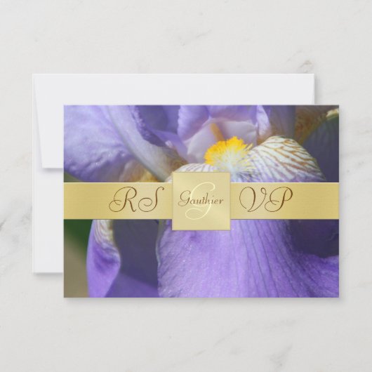 Gold Monogram Lila Iris UAWG Einladung (Vorderseite)