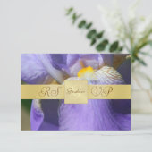 Gold Monogram Lila Iris UAWG Einladung (Stehend Vorderseite)