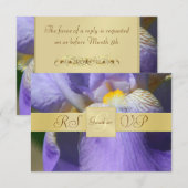 Gold Monogram Lila Iris UAWG Einladung (Vorne/Hinten)