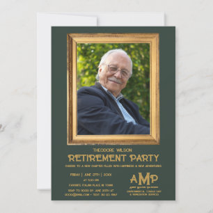 Gold Monogram Logo Vintag Foto Frame Farewell Einladung