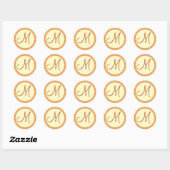 Gold Monogram M Damask Wedding Sticker (Blatt)