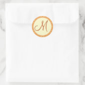 Gold Monogram M Damask Wedding Sticker (Tasche)
