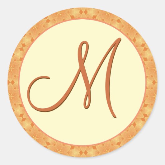 Gold Monogram M Damask Wedding Sticker (Vorderseite)
