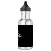 Gold Monogram Modern Script Black Edelstahlflasche (Rechts)