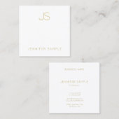 Gold Monogram Modern Sleek Schlicht modisch Quadratische Visitenkarte (Vorne/Hinten)