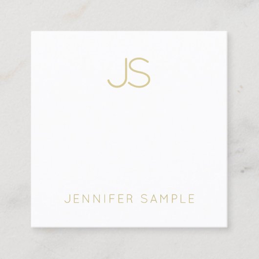 Gold Monogram Modern Sleek Schlicht modisch Quadratische Visitenkarte (Vorderseite)