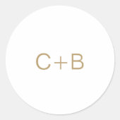 Gold Monogram Modern Wedding Runder Aufkleber (Vorderseite)