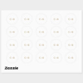 Gold Monogram Moderne Hochzeit Runder Aufkleber (Blatt)