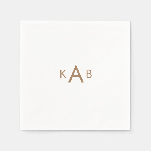 Gold Monogram Moderner Schriftart Hochzeitweißer C Serviette (Vorderseite)