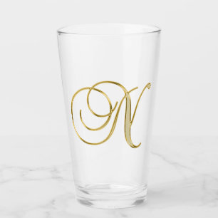 Gold Monogram N Glas