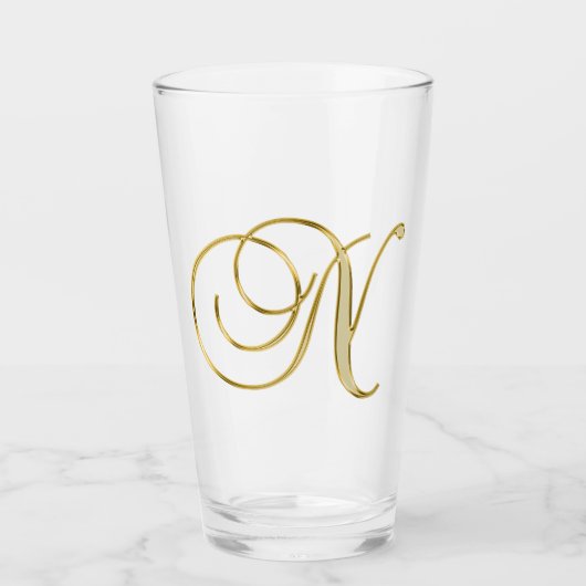 Gold Monogram N Glas (Vorderseite)