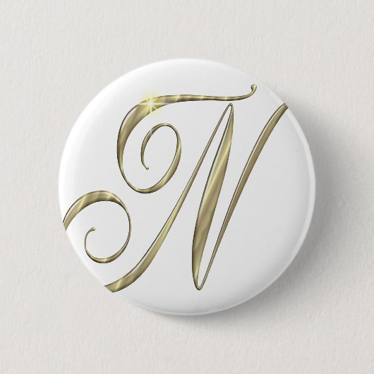 Gold Monogram N initials Merchandise Button (Vorderseite)