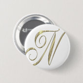Gold Monogram N initials Merchandise Button (Vorne & Hinten)