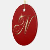 Gold Monogram N initials Merchandise Keramik Ornament (Links)