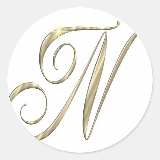 Gold Monogram N initials Merchandise Runder Aufkleber (Vorderseite)