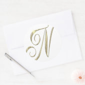 Gold Monogram N initials Merchandise Runder Aufkleber (Umschlag)