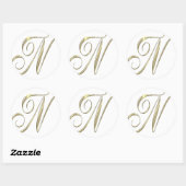 Gold Monogram N initials Merchandise Runder Aufkleber (Blatt)