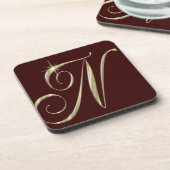 Gold Monogram N initials Merchandise Untersetzer (Linke Seite)