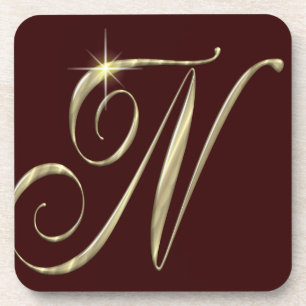 Gold Monogram N initials Merchandise Untersetzer