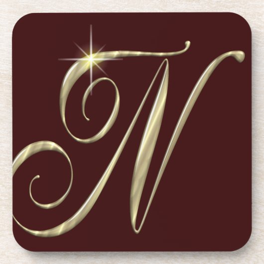 Gold Monogram N initials Merchandise Untersetzer (Vorderseite)