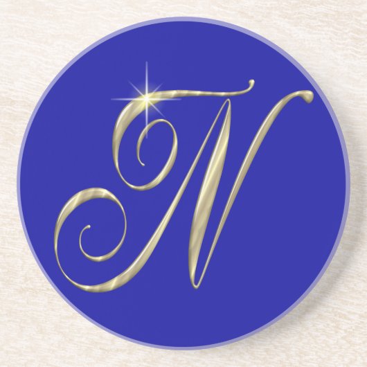 Gold Monogram N initials Merchandise Untersetzer (Vorne)