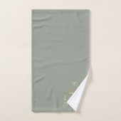 Gold Monogram Name Greenery Sage Green Badhandtuch Set (Handtuch)