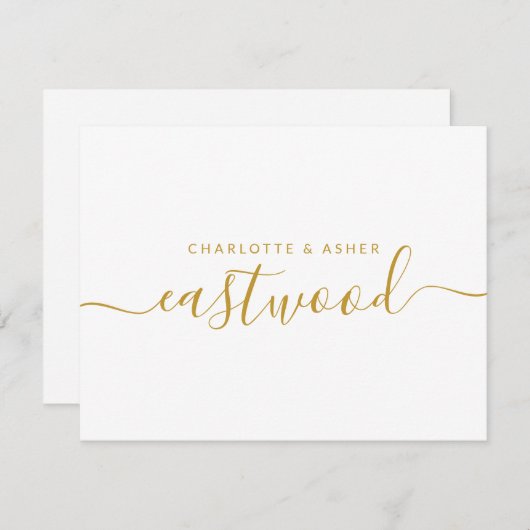 Gold Monogram Note Card Mitteilungskarte (Vorne/Hinten)