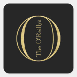 Gold Monogram O und Name auf einer beliebigen Farb Quadratischer Aufkleber