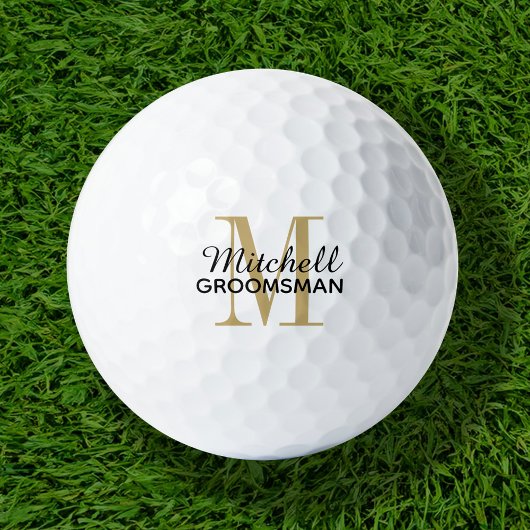 Gold Monogram Personalisiert Trauzeuge Geschenk Golfball