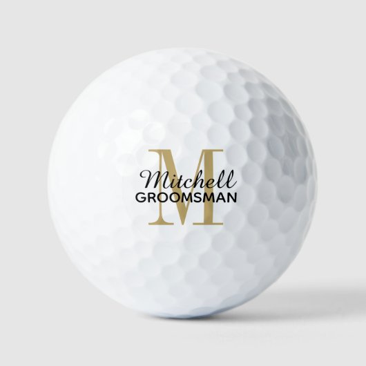 Gold Monogram Personalisiert Trauzeuge Geschenk Golfball (Vorderseite)