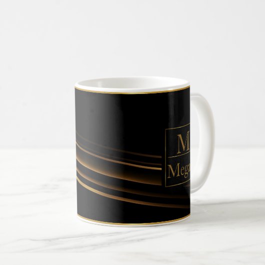 Gold Monogram Personalisiert Trendy Espresso Tasse (VorderseiteRechts)