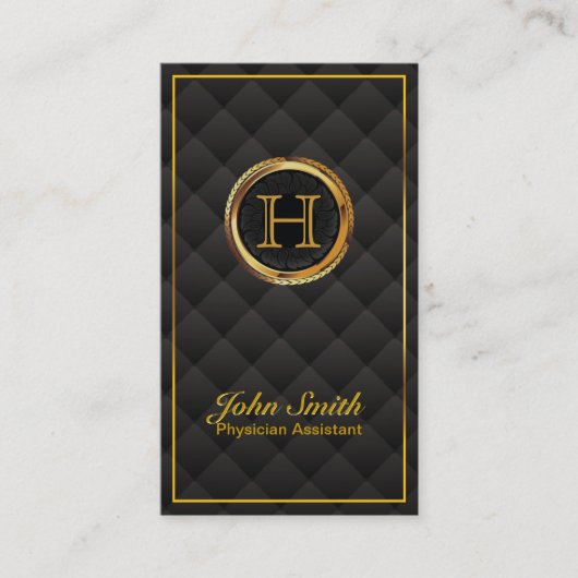 Gold Monogram Physician Assistant Business Card Visitenkarte (Vorderseite)