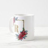 Gold Monogram Poinsettia Weihnachten Kaffeetasse (Vorderseite Links)