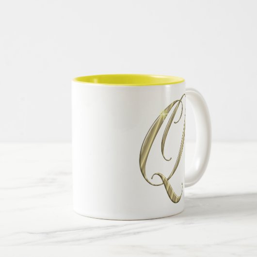 Gold Monogram Q initials Merchandise Zweifarbige Tasse (VorderseiteRechts)