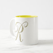 Gold monogram R initials Merchandise Zweifarbige Tasse (Vorderseite Links)