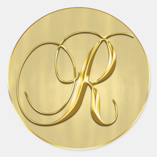 Gold Monogram R Siegel Hochzeitsreise Runder Aufkleber (Vorderseite)