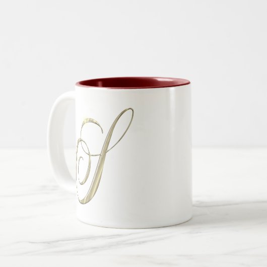 Gold monogram S initials Merchandise Zweifarbige Tasse (Vorderseite Links)