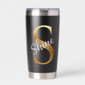 Gold Monogram S - Shine Motivational Black Tumbler Thermobecher (Vorderseite)