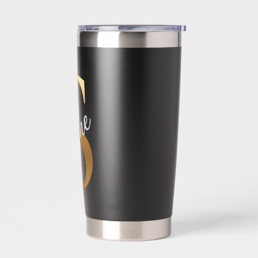 Gold Monogram S - Shine Motivational Black Tumbler Thermobecher (Links)
